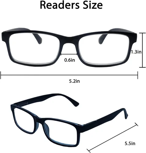 Vista 4 de Con bisagras de resorte cómodas para hombres y mujeres, lentes de ajuste automático, marco cuadrado negro