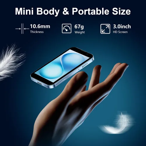 Vista 2 de Mini Teléfono Desbloqueado El Más Pequeño del Mundo con Pantalla Táctil HD de 3.0" Mini Teléfono Inteligente Android Móvil Compacto para Niños