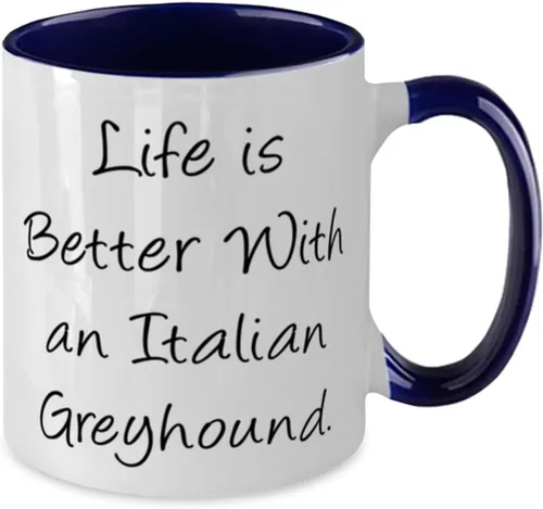 Vista 2 de Life is Better With an Italian Greyhound Dog - Taza de dos tonos de 11 onzas, lindo regalo para perros de galgos italianos, taza para amigos