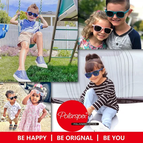 Vista 6 de PolarSpex Gafas de sol polarizadas cuadradas elásticas de gran tamaño para niñas, sin BPA