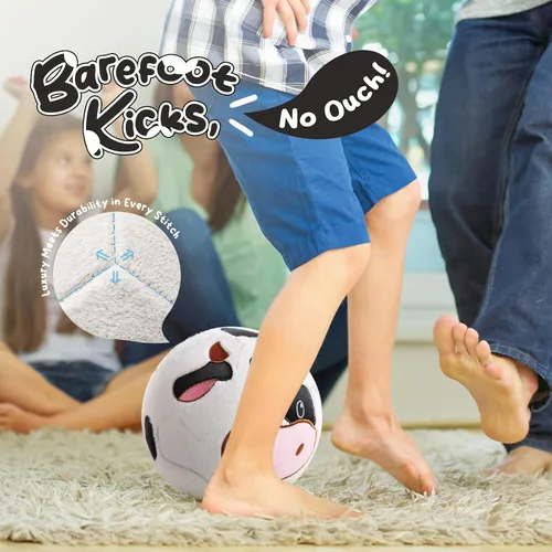 Vista 8 de VangeBow Pelotas de fútbol silenciosas para interior para niños pequeños de 1 a 3 años, juguetes de fútbol de peluche suave inflable para bebés