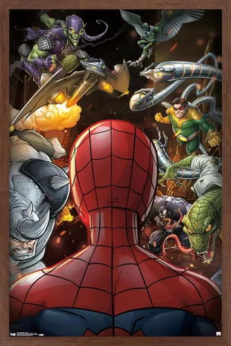 Vista 16 de Trends International Marvel Comics - Póster de pared de Spider-Man - Villains, 14.725 x 22.375 pulgadas, versión enmarcada de madera de granero