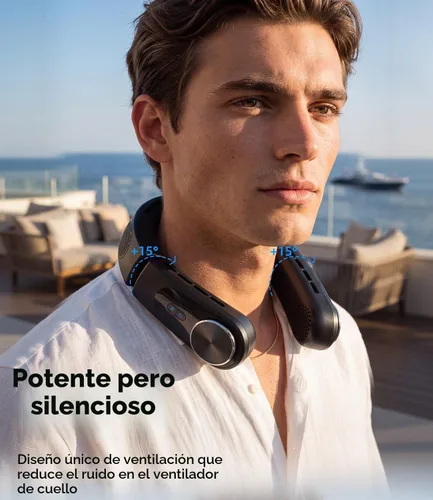 Vista 6 de ChillGo - Ventilador de cuello, 4 ventiladores portátiles plegables Turbo Negro