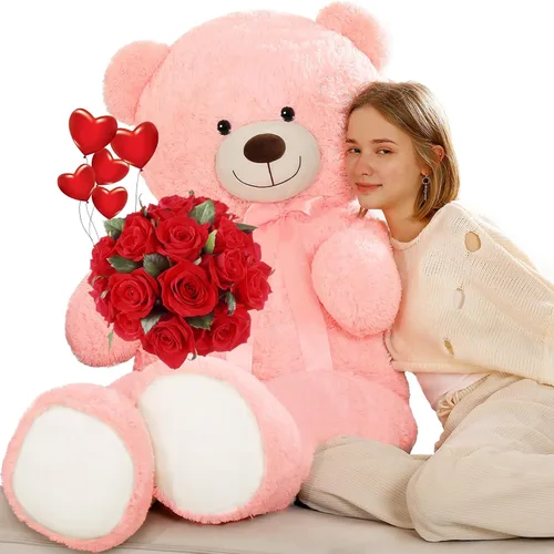 Vista 10 de Tezituor - Oso de peluche arcoíris de 13.78 pulgadas, suave oso de peluche teñido anudado, acogedor juguete de peluche abrazable para niños, novia