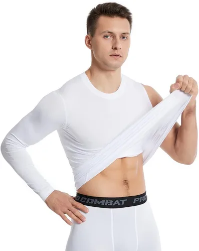 Vista 4 de New Compression Shirts for Men 12 Single Arm Long Sleeve Athletic Base Layer Undershirt Gear T Shirt for Workout Basketball