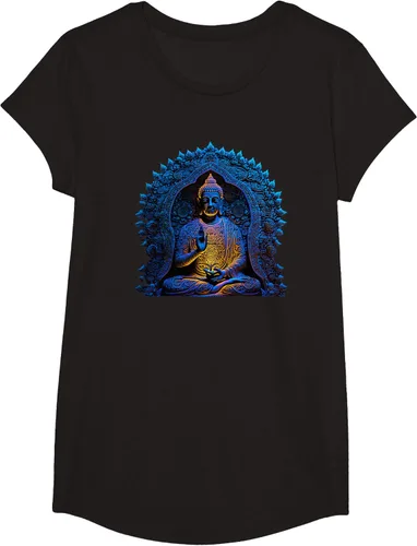 Vista 3 de Estatua de Buda Yoga Budismo Zen Buddhism Meditation T-Shirt Negro