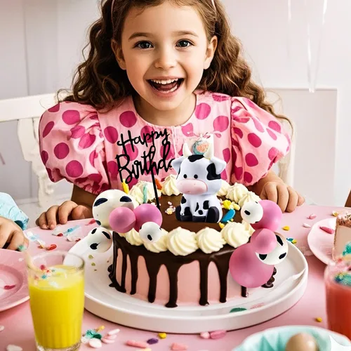 Vista 5 de Paquete de 12 adornos para tartas de vaca, linda figura de animales de granja con bolas, feliz cumpleaños para baby shower, niños, fiesta