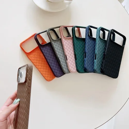 Vista 5 de Funda diseñada para iPhone, funda con patrón de tejido de color sólido (iPhone 11, negro)
