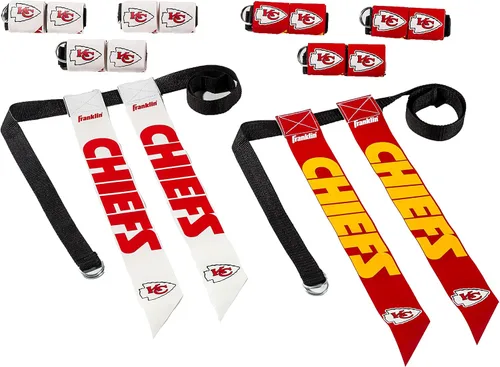 Vista 18 de Franklin Sports NFL - Conjuntos de fútbol con bandera del equipo de la NFL, cinturones + banderas, para niños + adultos, se adapta a cintura