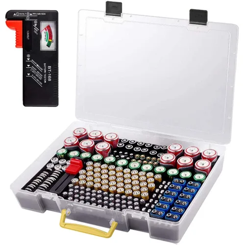 Vista 9 de Organizador de baterías - Caja de contenedores con comprobador BT-168. Organización de garaje con capacidad para 225 baterías AA AAA C D Cell 9V 3V