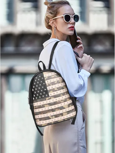 Vista 2 de Montana West Bolso patriótico con tachuelas para mujer, bolso de mano con bandera estadounidense y bolso cruzado