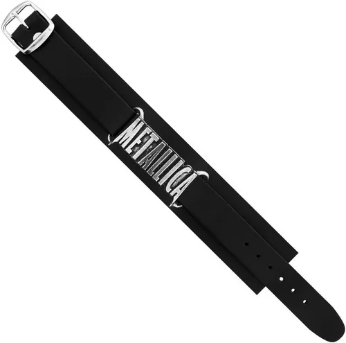 Vista 2 de Metallica Alchemy Rocks Logo Pulsera de cuero negro