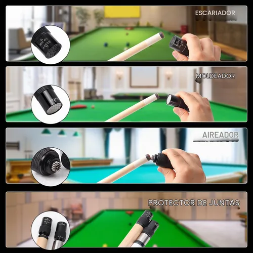 Vista 3 de GSE Billiard Pool Cue Tip Tool, Scuffer/Shaper/Aerator/Joint Protector Tool Herramienta 3 en 1 con protector de juntas 3/8-10