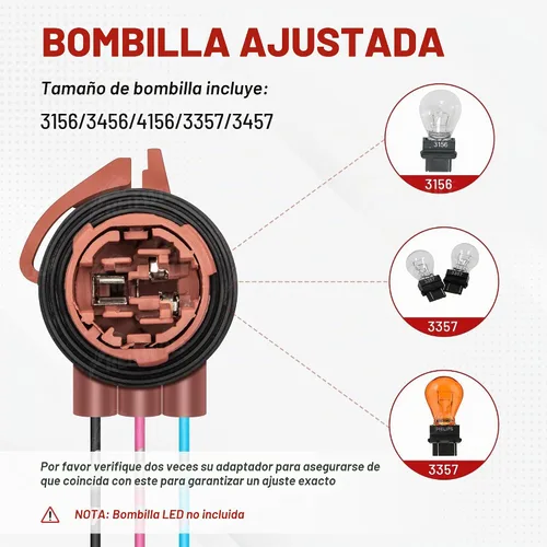 Vista 2 de RED WOLF 3157 3156 Adaptador de Enchufe de Arnés Precableado Conector Pigtail Compatible con GM GMC Chevy Buick Cadillac 1997-2007