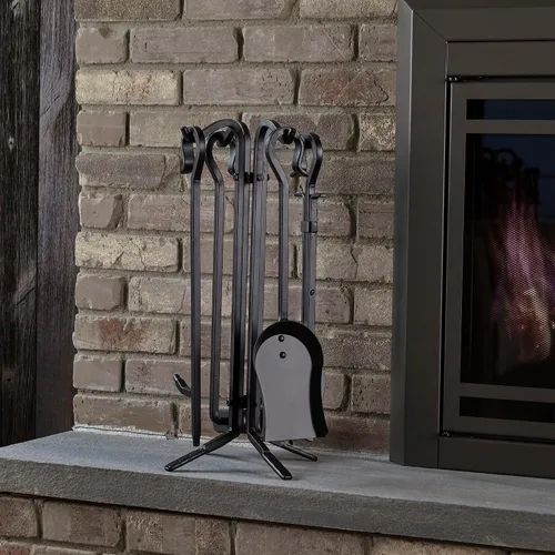 Vista 4 de UniFlame 5 piezas negro rústico mini chimenea herramientas conjunto (F-1126)