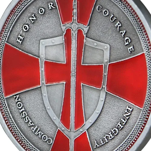 Vista 5 de The Knight Templar Challenge Coin Cruz Roja Colección de Monedas Religiosas Regalo