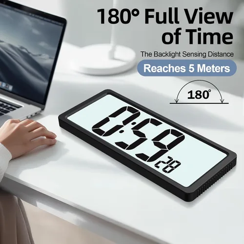 Vista 6 de XREXS - Reloj de pared digital grande, funciona con pilas y retroiluminación 15" LED Large Display Timer with Temperature Date Week Auto DST