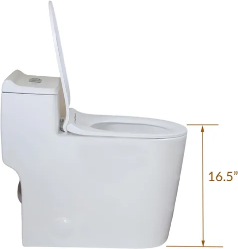 Vista 2 de WinZo WZ5080S - Inodoro de una pieza de doble descarga con altura cómoda alargada de 10 pulgadas, color blanco