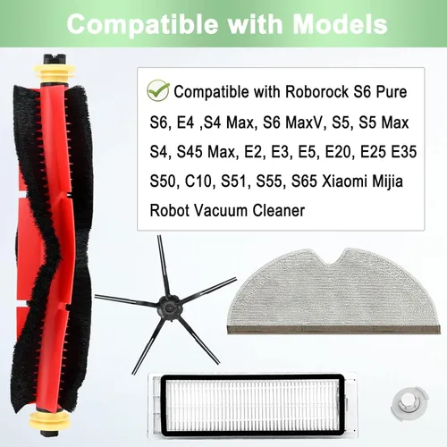 Vista 2 de Paquete de 13 piezas de repuesto compatibles con Roborock S6 Pure S6 E4 S4 Max S6 MaxV S5 S5 Max S4 E2 E3 E5 E20 E25 E35 Xiaomi Mijia Robot 1