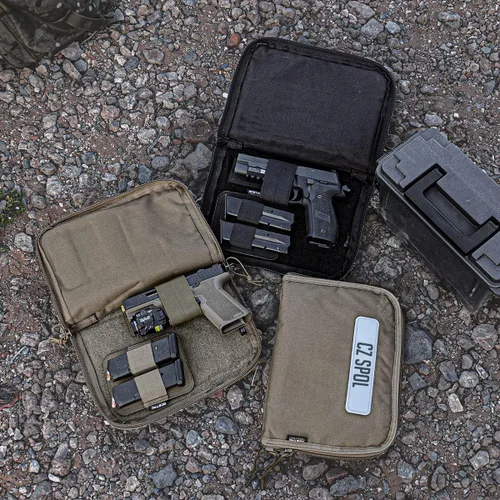 Vista 4 de [Paquete de 3 fundas tácticas para pistola con parche reflectante, envoltura universal de funda CCW, panel de gancho y bucle Mag (verde OD)