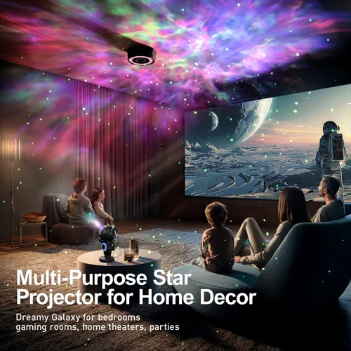 Vista 4 de Proyector de galaxia, proyector de estrellas para dormitorio, luces nocturnas para habitación de niños, ruido blanco, altavoz Bluetooth, proyector