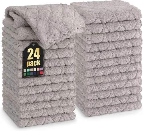 Vista 87 de Homaxy - Paquete de 12 trapos de cocina (13 x 19 pulgadas, marrón), de terciopelo coral supersuaves y absorbentes para lavar platos, paño