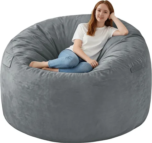 Vista 15 de Silla de Puf de 2 pies, Sillas de Puf Cómodas con Relleno de Espuma Viscoelástica, Sofá de Puf Esponjoso con Cubierta de Terciopelo Holandés, Sillas