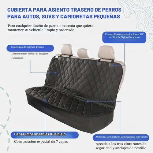 Vista 3 de Perro Funda para asiento sin Hamaca para autos, camiones y SUVs – Empresa basada en EE. UU. – Negro, Bronceado, Gris, normal, Bronceado Beige