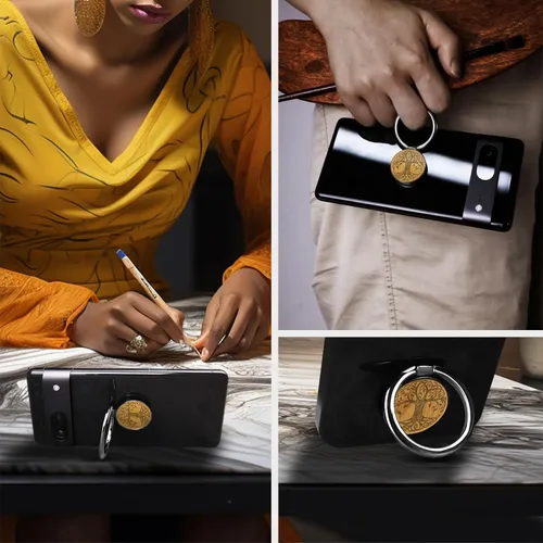 Vista 5 de Carveit Soporte de madera para anillo para teléfono celular, soporte de agarre para teléfono, compatible con Galaxy S23 Ultra S22, iPhone 15 Pro
