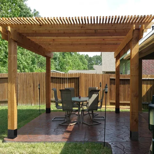 Vista 7 de 4x4 Base de poste de 4 piezas, (Tamaño interno 3.5"x3.5") Soporte de poste de valla de madera para pérgola, anclaje de poste recubierto en polvo