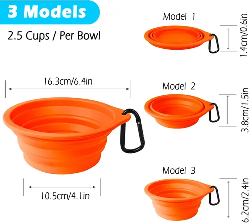 Vista 4 de PetBonus 2-Pack Silicone Collapsible Dog Bowls and Dog Collar Safety Clip
