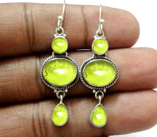 Vista 14 de Pendientes colgantes de plata esterlina fina para mujeres y niñas, aretes colgantes de piedras preciosas auténticas, aretes colgantes de gota