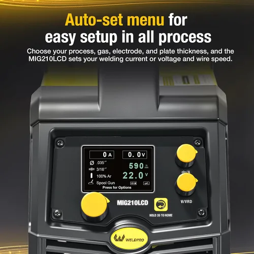 Vista 6 de Weldpro Soldador MIG de 200A, Soldador MIG de Núcleo de Flujo 110V/220V/MMA/TIG/Stick 5 en 1 Máquina de Soldadura con Temporizador de Puntos