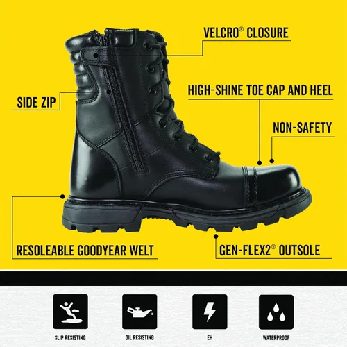 Vista 3 de Thorogood Gen-flex - Botas estilo militar con cierre zipper lateral, para hombre (8.0 pulgadas)