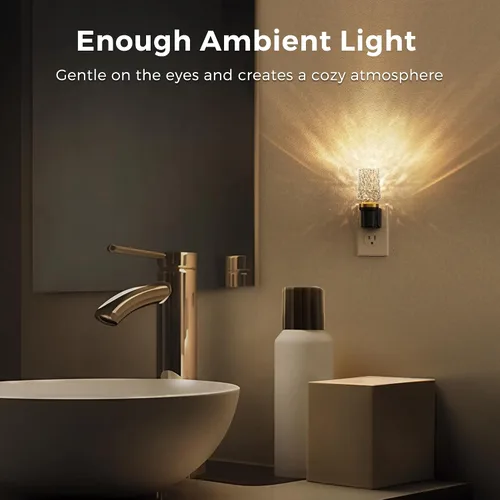 Vista 5 de L LOHAS LED - Luz nocturna enchufable con sensor de luz, 0-100Lm de brillo ajustable, 3000K blanco suave, luz nocturna decorativa de acrílico