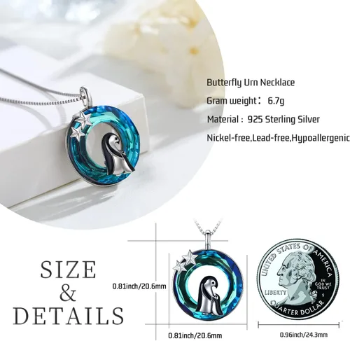 Vista 7 de Mother Daughter Necklace 925 Sterling Silver Crystal ElephantPenguin Necklace Cute Animal Mother's Day Necklace Jewelry Gifts for Mom Women