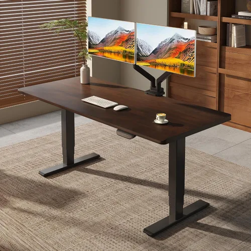Vista 27 de FLEXISPOT E6 MAX Woodix - Escritorio de pie de madera maciza de acacia de 48 x 24 pulgadas, doble motor, resistente, capacidad de 330 libras