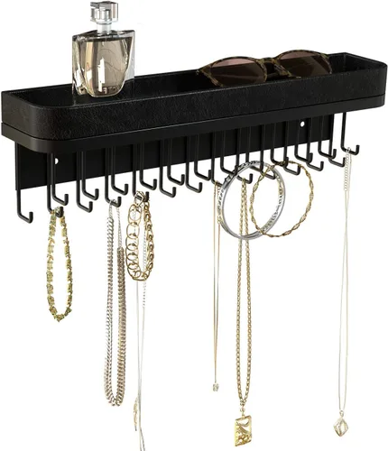 Vista 9 de J JACKCUBE DESIGN Soporte para Collares Montado en la Pared Organizador de Joyas para Pulseras, Aretes y Anillos con 25 Ganchos - Decoración Tipo1