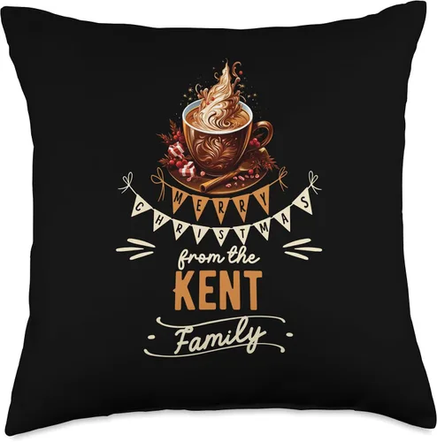 Vista 4 de Kent Family Christmas Matching Shirt Xmas Gifts Kent Family Christmas Costume Hot Chocolate Matching Party Throw Pillow, 16x16, Multicolor