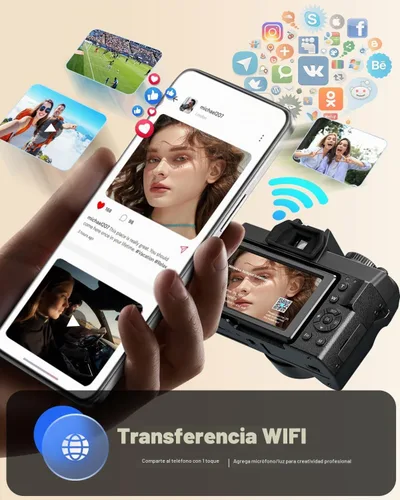 Vista 7 de NBD Cámaras digitales 5K 64MP para fotografía con WiFi de doble lente Negro