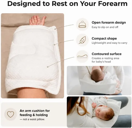 Vista 3 de Almohada para el brazo de alimentación del bebé, funda extraíble CertiPUR-US Certified, Central Head Indent, Breathable 3D Mesh, For Ages 0-12