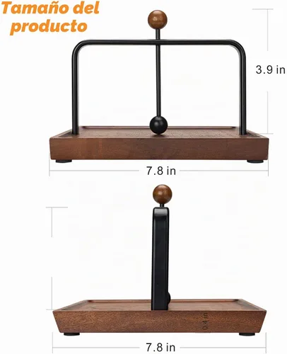 Vista 4 de ALLCENER Servilletero de madera para mesa, decoración rústica de cocina para mostrador, servilletero plano de cóctel con brazo y asa ponderados
