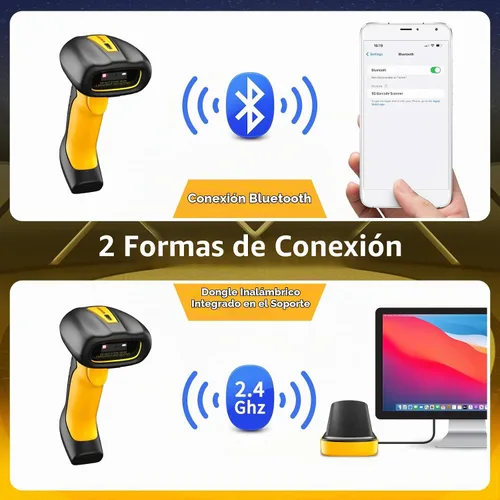Vista 5 de NetumScan Escáner de código de barras QR Bluetooth industrial, IP67 impermeable y 7M a prueba de caídas, 2600 mAh inalámbrico 1D 2D escáner