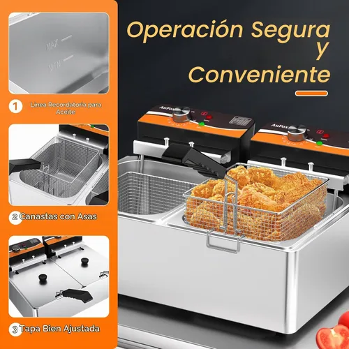 Vista 3 de Freidora comercial, freidora de encimera de 20.7 cuartos de galón