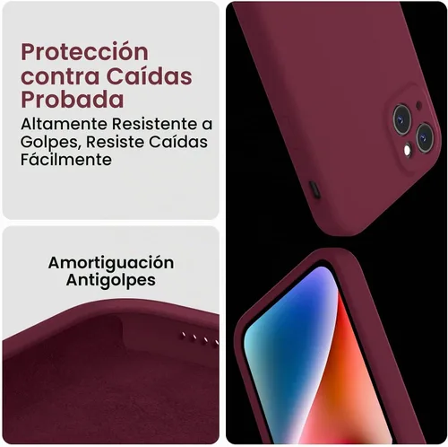 Vista 4 de FireNova Funda diseñada para iPhone 13, funda de teléfono de silicona mejorada [protección de cámara] con [2 protectores de pantalla], forro A-Plum