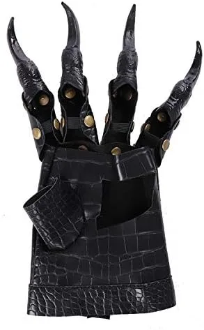 Vista 6 de Himine Accesorios de fiesta de carnaval de Halloween, accesorios para cosplay, guantes de garra de dragón, Negro