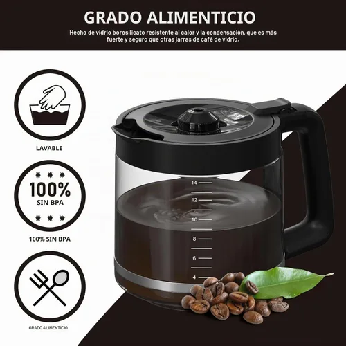 Vista 4 de Jarra de repuesto para cafetera de 14 tazas compatible con la cafetera programable Mr. Coffee de 14 tazas, modelo #: BVMC-PC14-CARAFE. 1 paquete