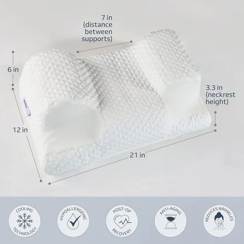 Vista 4 de YourFacePillow, Almohada de Belleza para Dormir de Espalda, Almohada Cervical de Contorno de Espuma Viscoelástica, Apoyo Ergonómico para Cuello