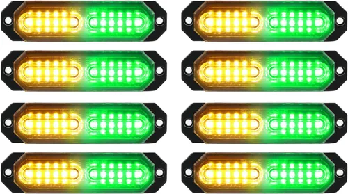 Vista 16 de ASPL 8 luces estroboscópicas intermitentes de montaje en superficie ultra delgadas de 12 LED para camión, automóvil, vehículo, LED, mini rejilla
