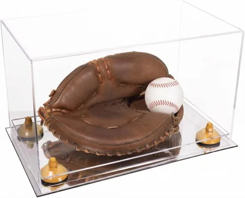 Vista 190 de Better Display Cases Vitrina de guantes de béisbol de acrílico transparente con elevadores negros (A011/V16)